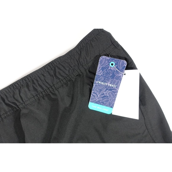 Trinity Coast Big & Tall Swim Trunks Men 3XB Lined Pockets Elastic Waist Black - Picture 3 of 7